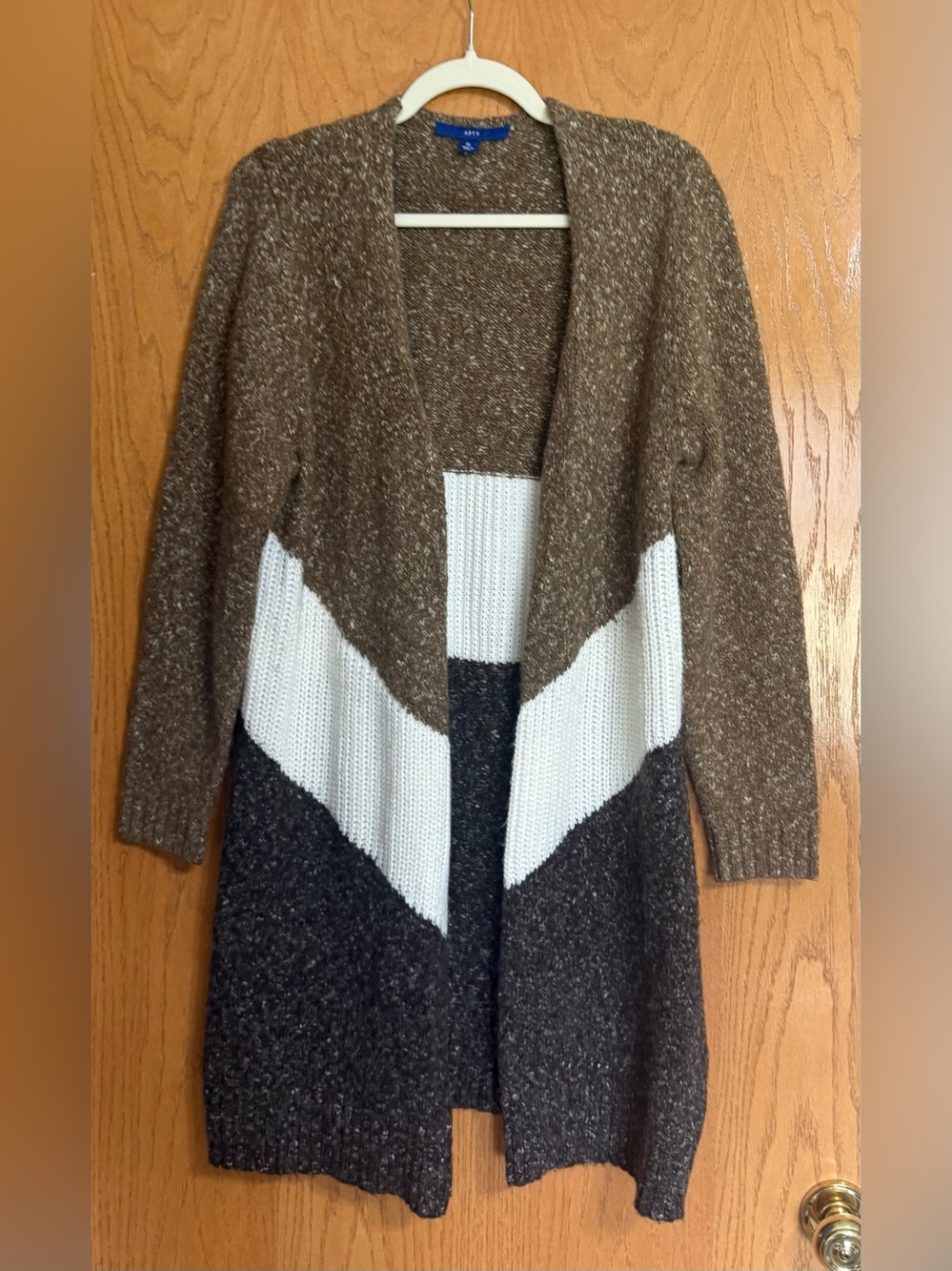 Apt. 9 Brown White Gray Colorblock Open-Front Cardigan